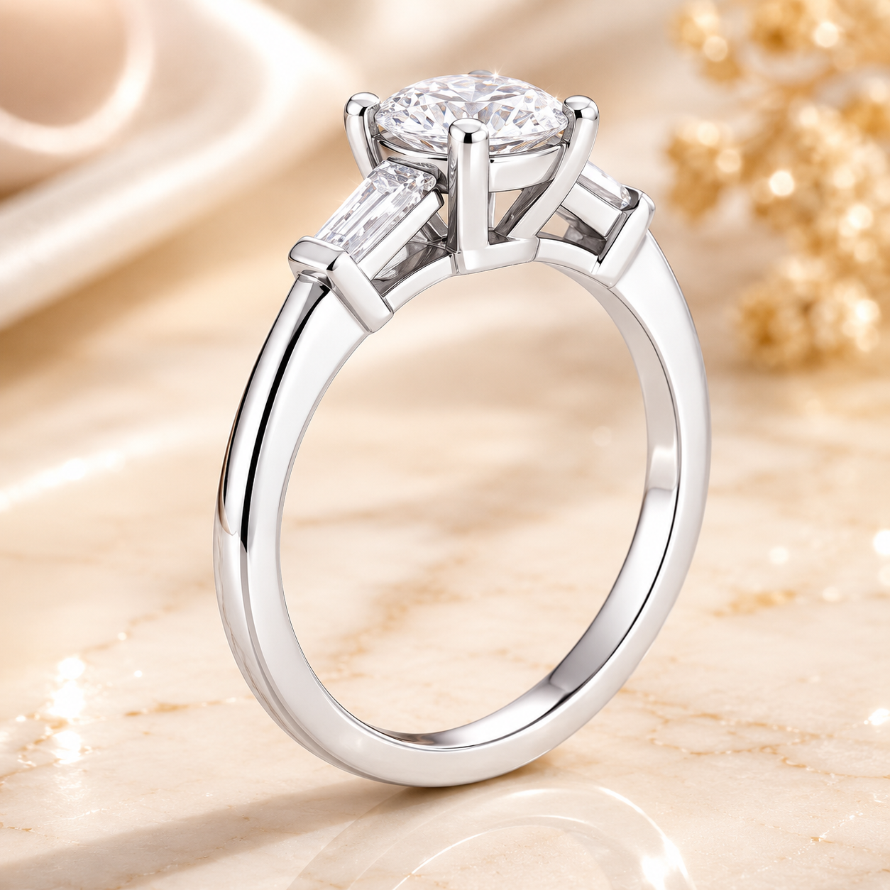 2.30 CT Tapered Baguette Lab-Grown Diamond 2PCS Bridal Set in 14K White Gold – Bar-Set Elegant Wedding Ring Design