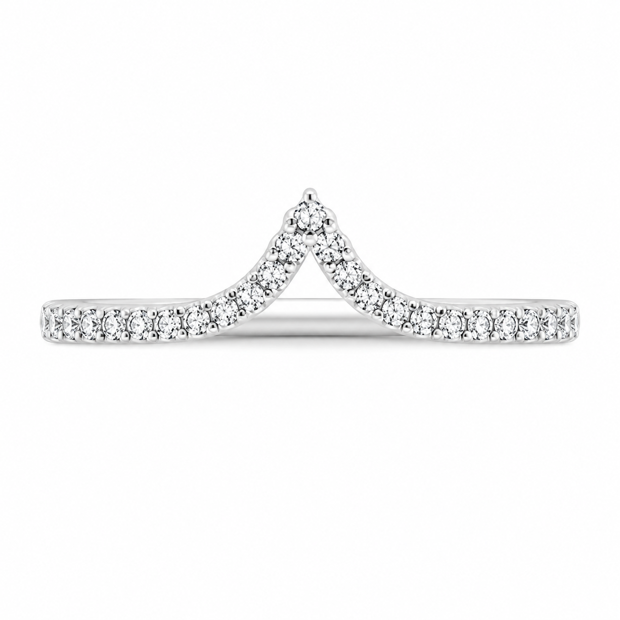 2.50 CT Nouveau Lab-Grown Diamond 2PCS Bridal Set in 14K White Gold – Art Nouveau Chevron Pavé Wedding Ring Design