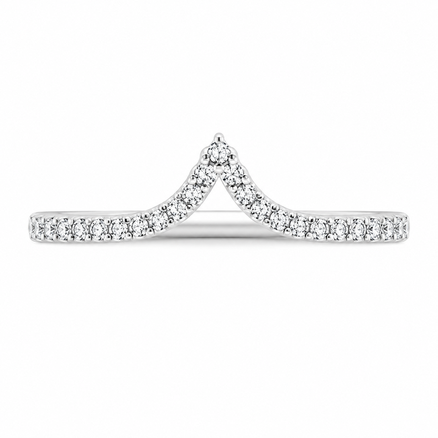 2.50 CT Nouveau Lab-Grown Diamond 2PCS Bridal Set in 14K White Gold – Art Nouveau Chevron Pavé Wedding Ring Design