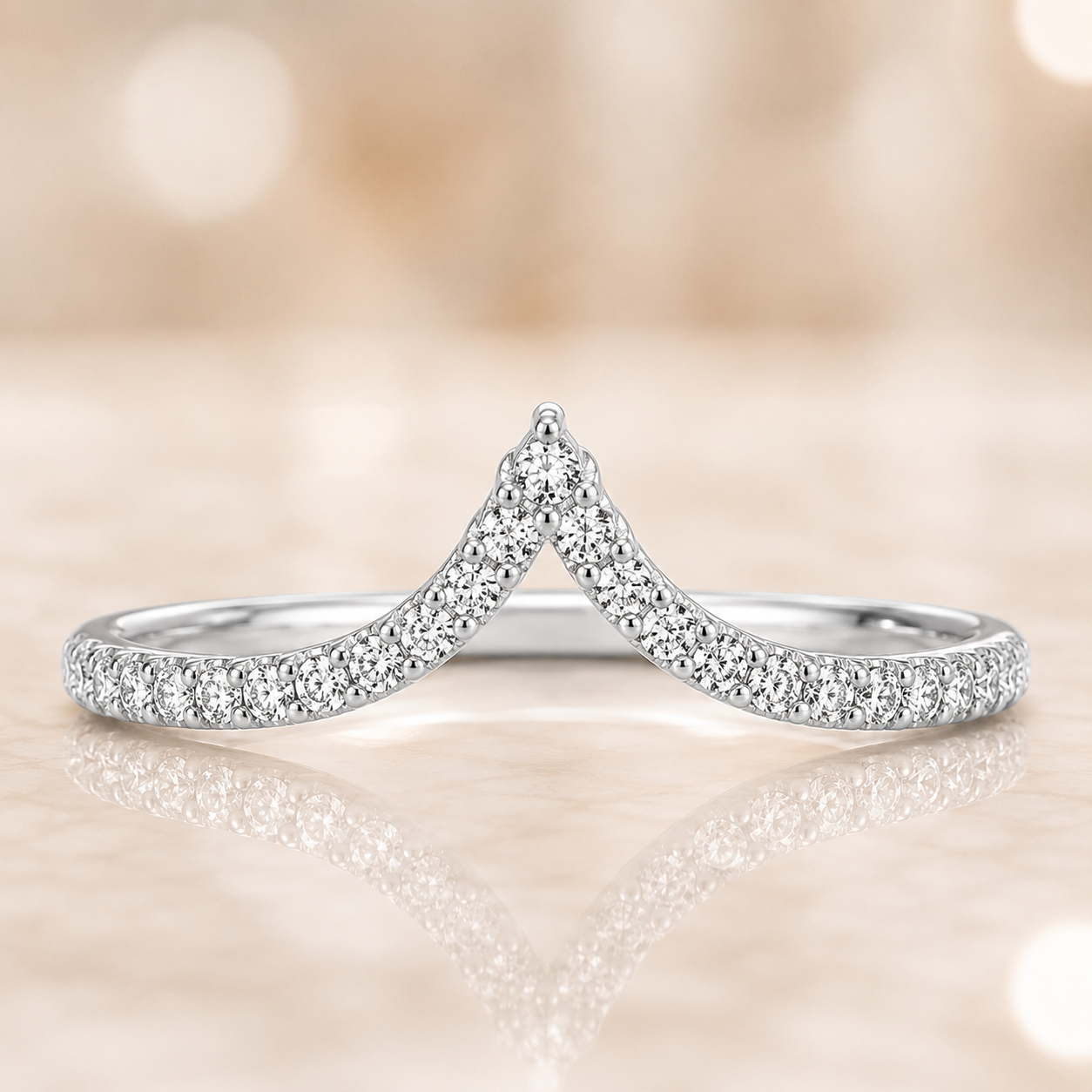 2.50 CT Nouveau Lab-Grown Diamond 2PCS Bridal Set in 14K White Gold – Art Nouveau Chevron Pavé Wedding Ring Design