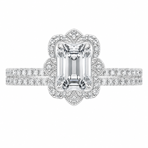 12.90 CT Reina Emerald Cut Lab-Grown Diamond 2PCS Halo Bridal Set in 14K White Gold – Luxe Ballad Matching Wedding Ring Design
