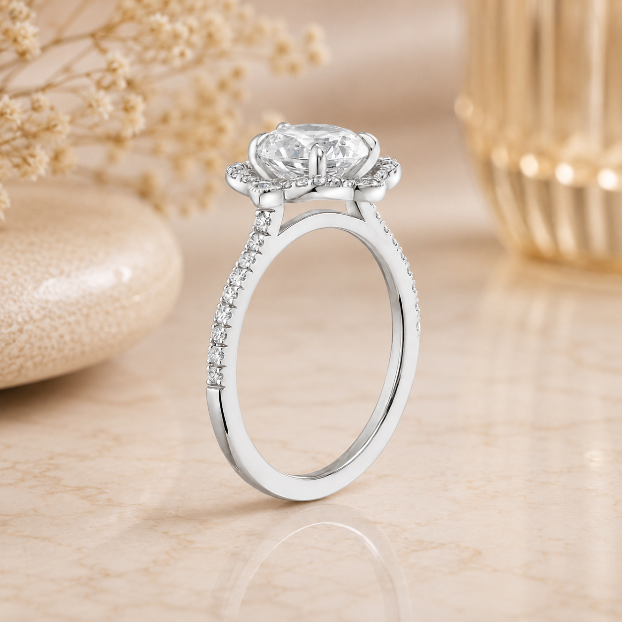 12.90 CT Reina Emerald Cut Lab-Grown Diamond 2PCS Halo Bridal Set in 14K White Gold – Luxe Ballad Matching Wedding Ring Design