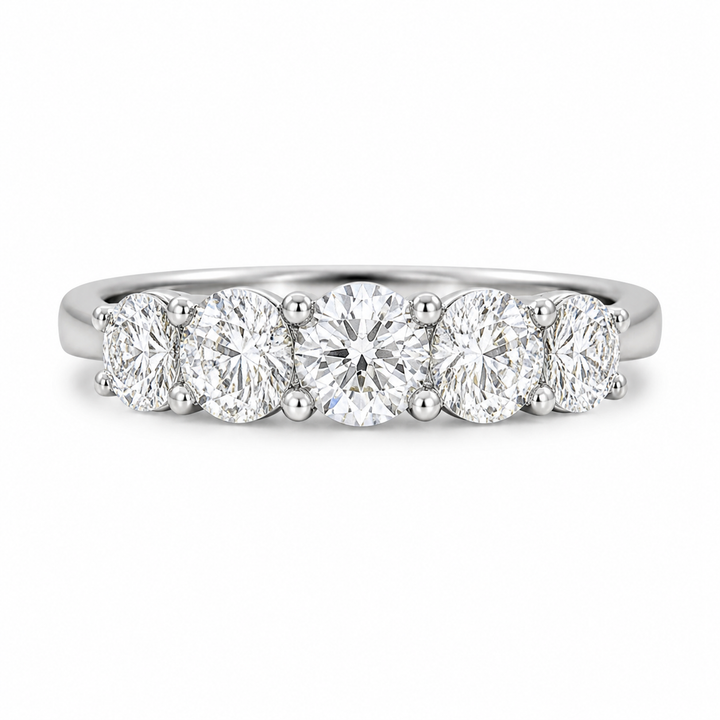 14K White Gold Lab-Grown Diamond 5-Stone Fashion Ring (1.90 CTW â€“ Dâ€“F / VS1â€“VS2) from Diamond Studio