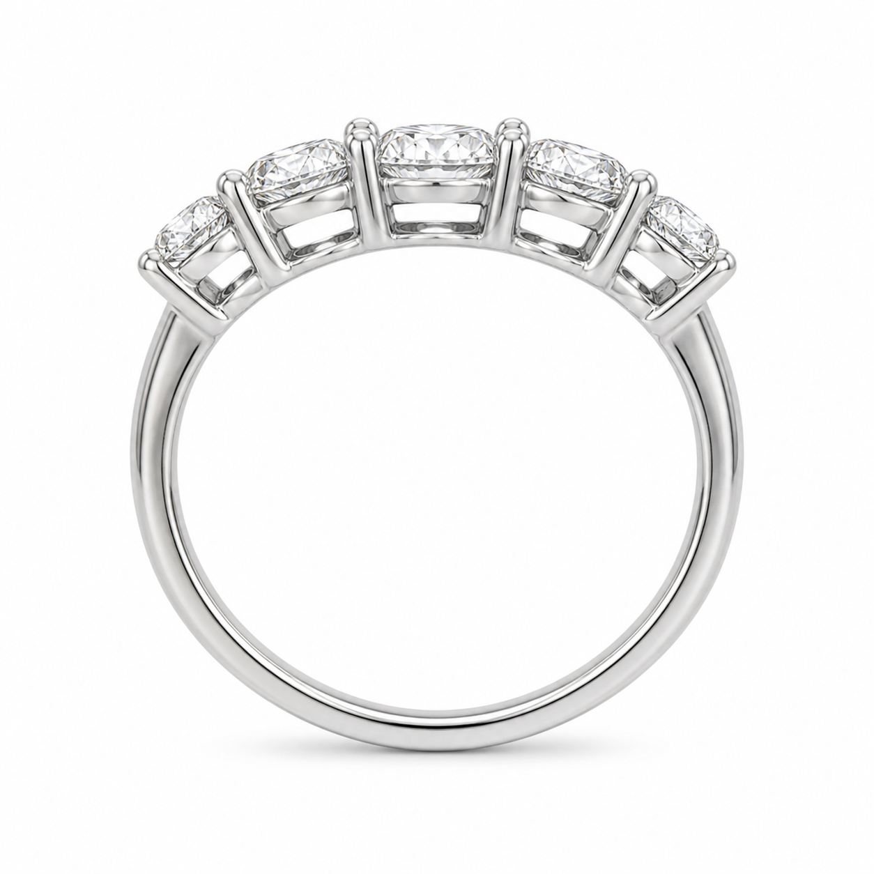 14K White Gold Lab-Grown Diamond 5-Stone Fashion Ring (1.90 CTW – D–F / VS1–VS2)
