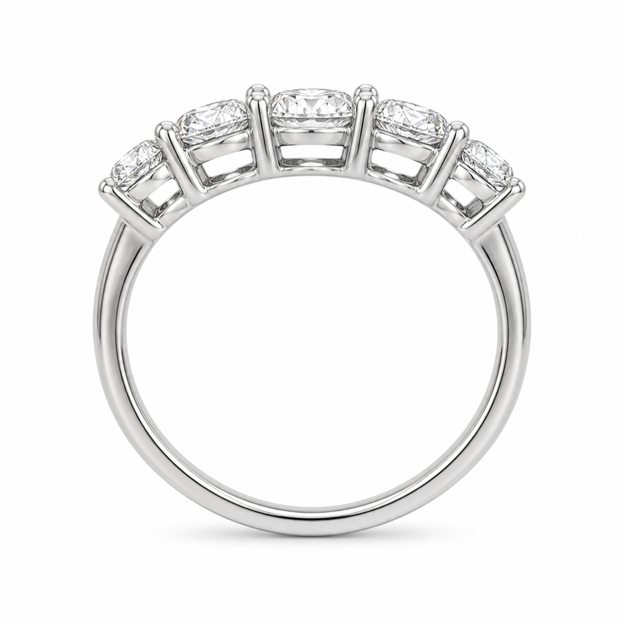 14K White Gold Lab-Grown Diamond 5-Stone Fashion Ring (1.90 CTW – D–F / VS1–VS2)