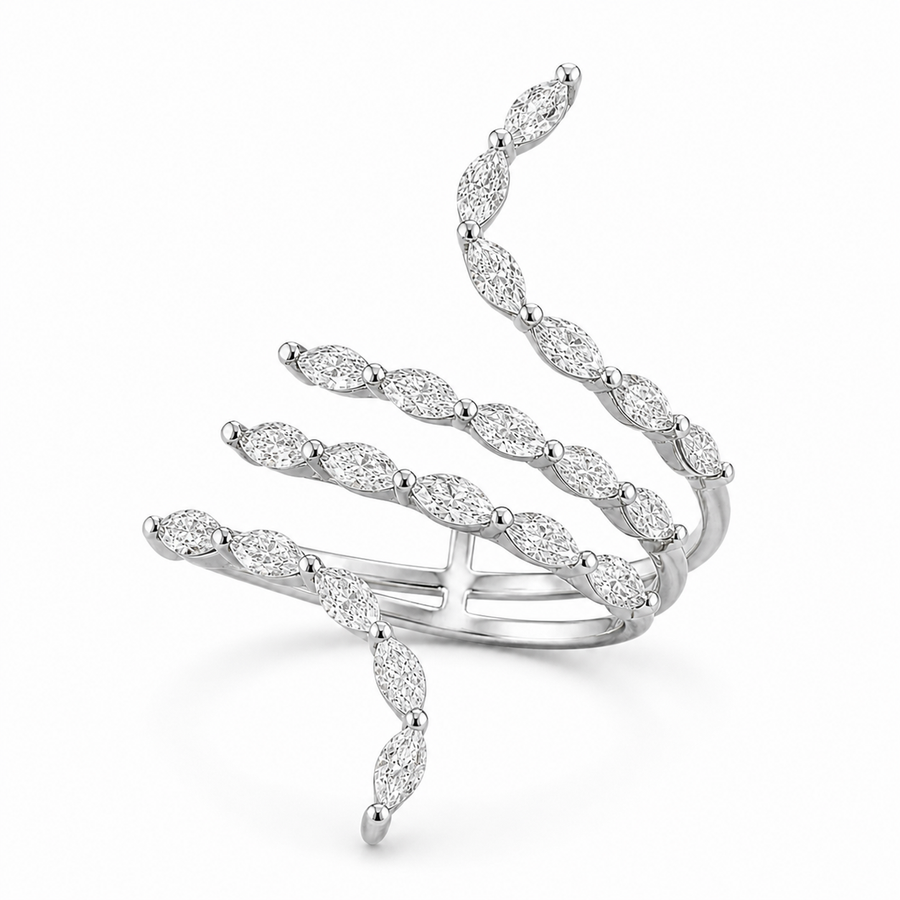 14K White Gold Lab-Grown Diamond Wrap Fashion Ring (2.15 CTW – D–F / VS1–VS2)