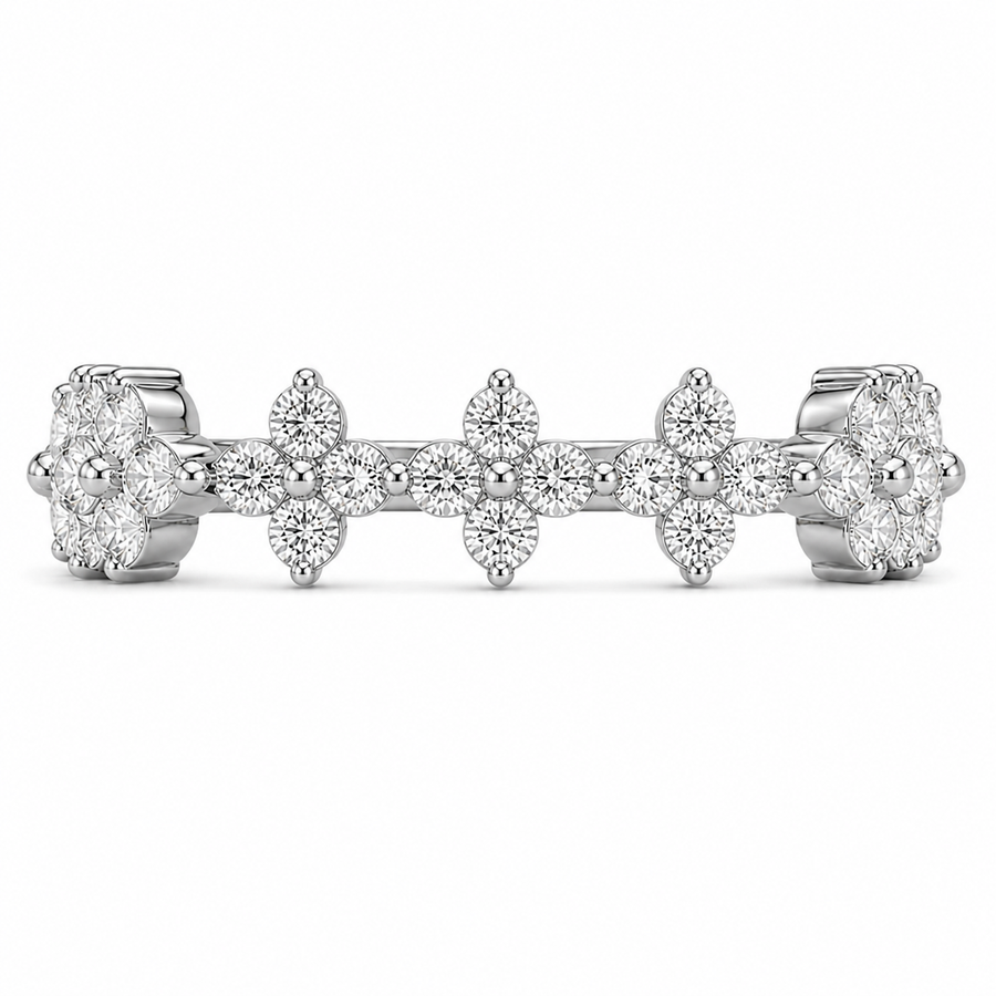 14K White Gold Lab-Grown Diamond Cluster Fashion Ring (1.00 CTW – D–F / VS1–VS2)