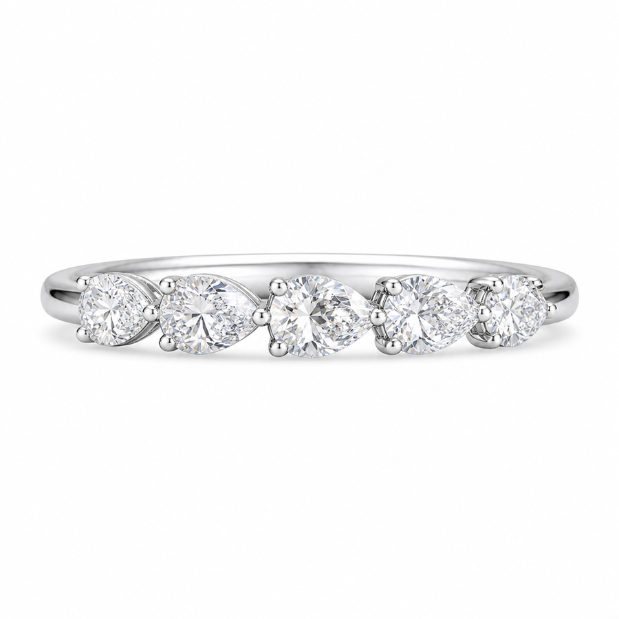 14K White Gold Lab-Grown Diamond 5-Stone Fashion Ring (1.00 CTW – D–F / VS1–VS2)