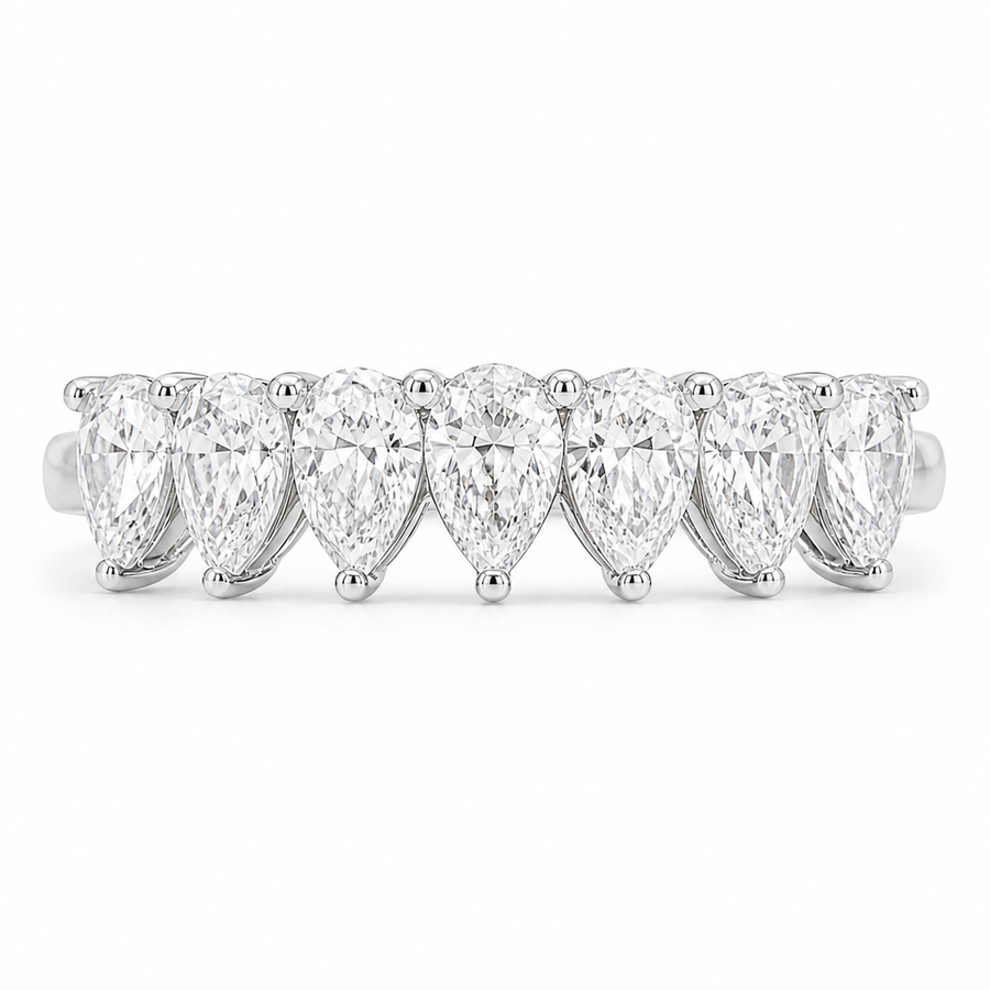 14K White Gold Lab-Grown Diamond Half Eternity Fashion Ring (1.15 CTW – D–F / VS1–VS2)