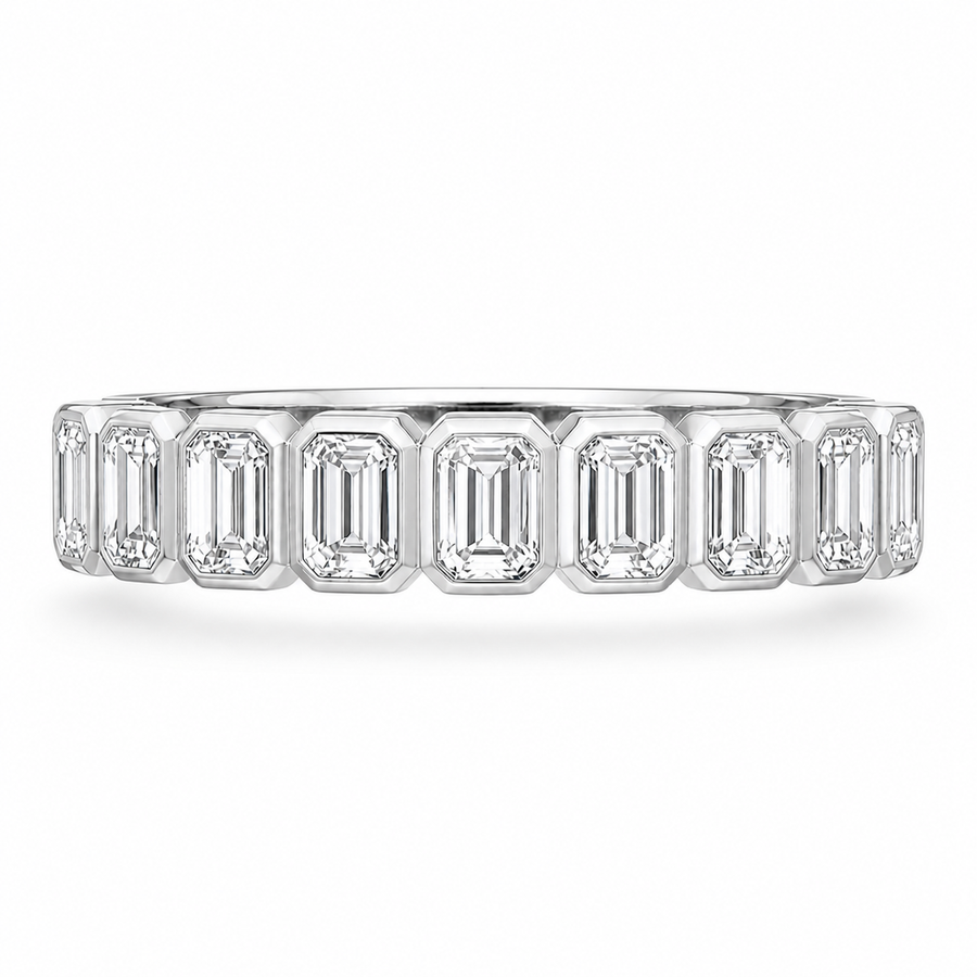 1.00 CT Lab-Grown Diamond Half Eternity Ring in 14K White Gold (D–F / VS1–VS2)
