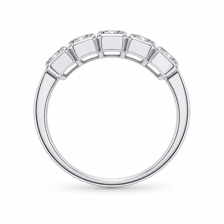 1.00 CT Lab-Grown Diamond Half Eternity Ring in 14K White Gold (D–F / VS1–VS2)
