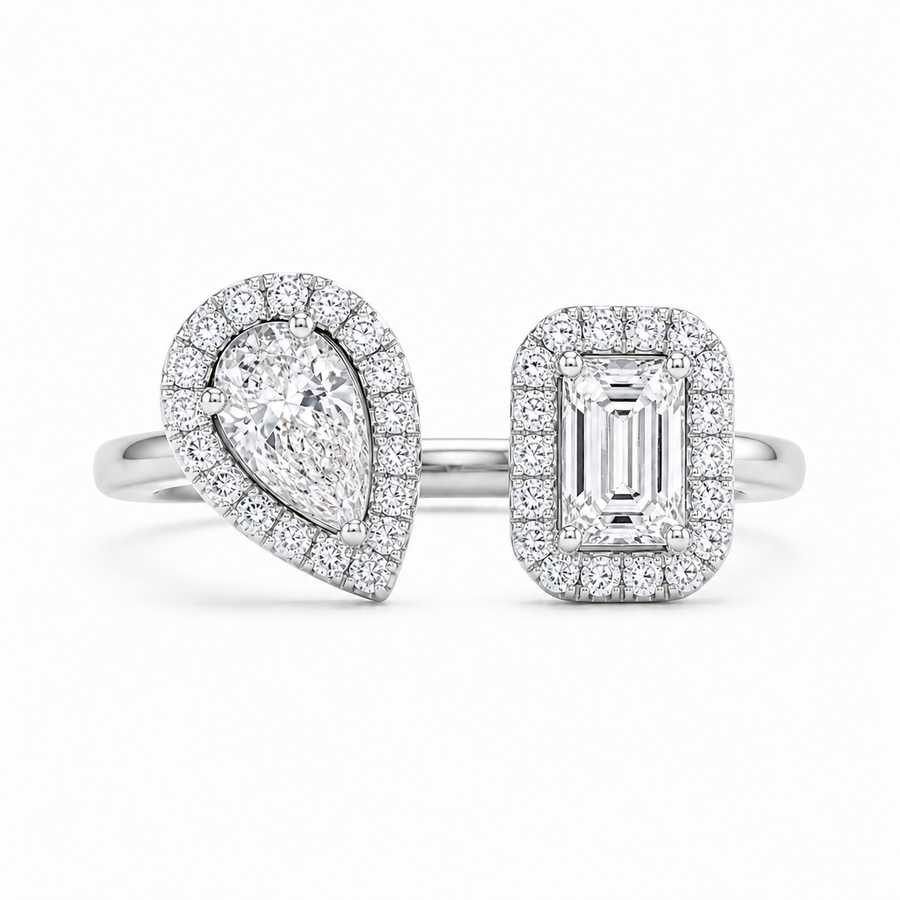 1.05 CT Two-Stone Lab-Grown Diamond Fashion Ring in 14K Rose Gold (D–F / VS1–VS2)