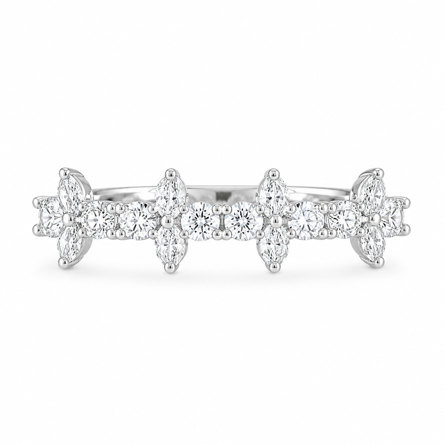 1.00 CT Lab-Grown Diamond Band Fashion Ring in 14K White Gold (D–F / VS1–VS2)