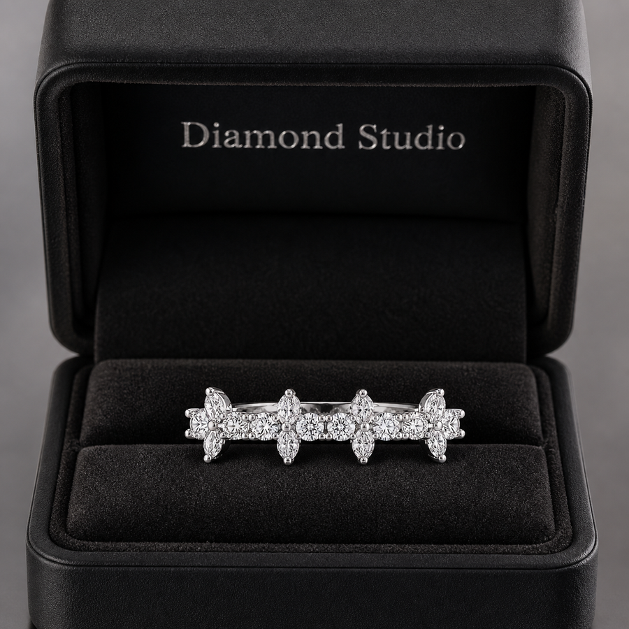 1.00 CT Lab-Grown Diamond Band Fashion Ring in 14K White Gold (D–F / VS1–VS2)