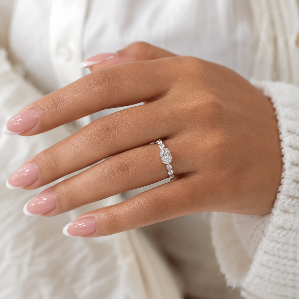 1.20 CT Lab-Grown Diamond Stackable Fashion Ring in 14K White Gold (D–F / VS1–VS2)