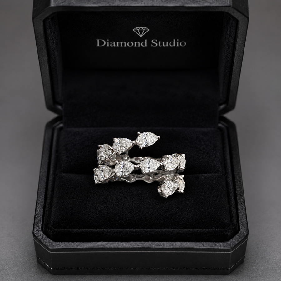 3.40 CT Lab-Grown Diamond Wrap Fashion Ring in 14K White Gold (D–F / VS1–VS2)