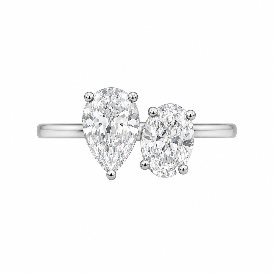1.40 CT Toi et Moi Lab-Grown Diamond Ring in 14K White Gold (D–F / VS1–VS2)