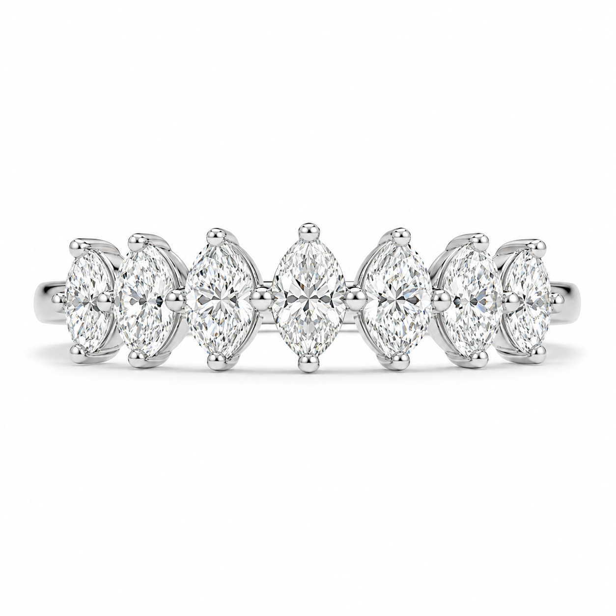 1.30 CT Lab-Grown Diamond Half Eternity Ring in 14K White Gold (Dâ€“F / VS1â€“VS2) from Diamond Studio