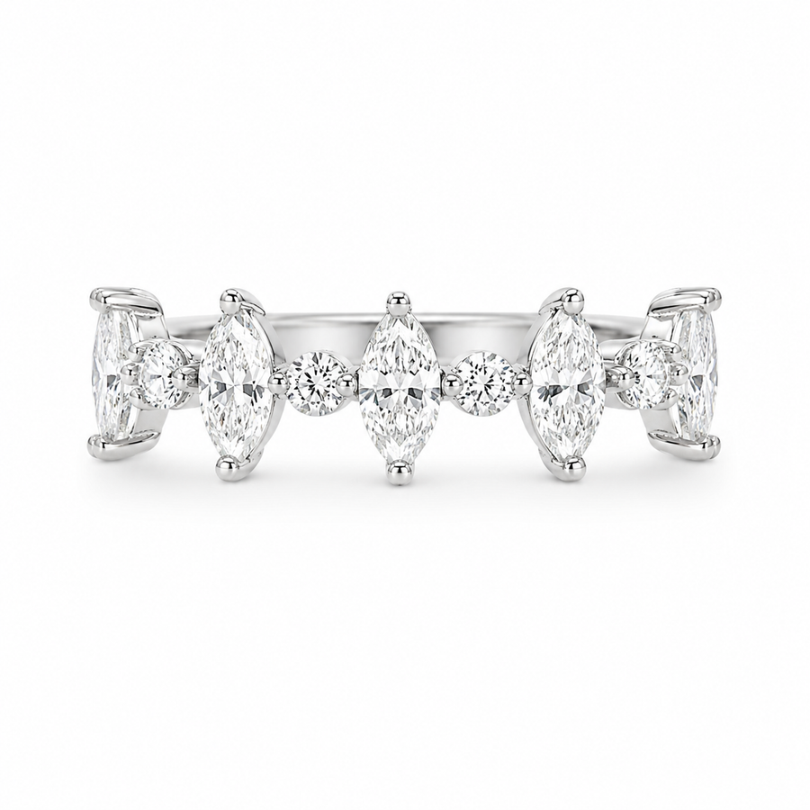 1.25 CT Lab-Grown Diamond Stackable Fashion Ring in 14K White Gold (D–F / VS1–VS2)