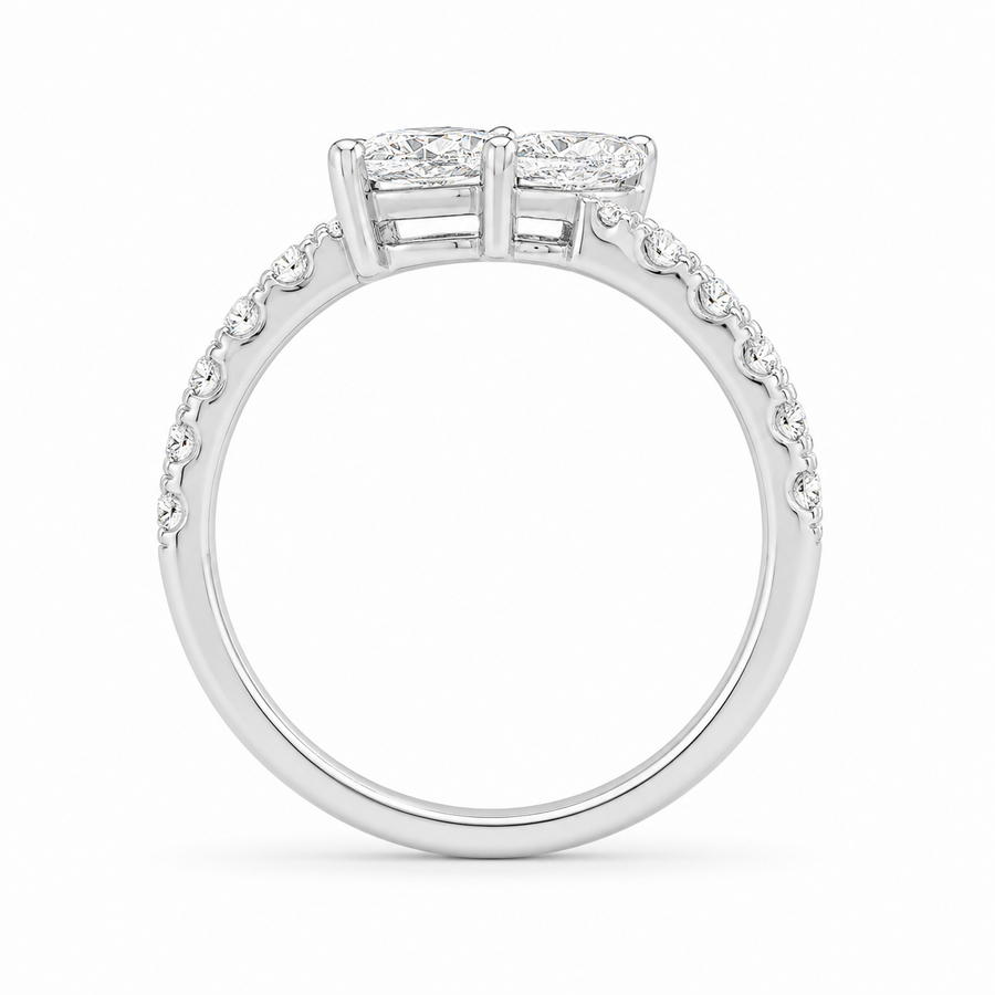 1.00 CT Two-Stone Lab-Grown Diamond Ring with Pavé Band in 14K White Gold (D–F / VS1–VS2)
