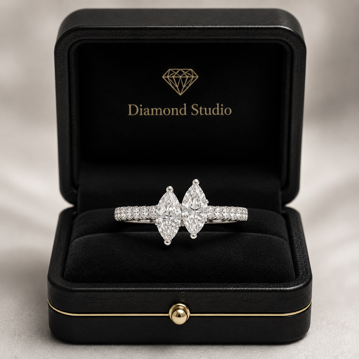 1.00 CT Two-Stone Lab-Grown Diamond Ring with Pavé Band in 14K White Gold (D–F / VS1–VS2)