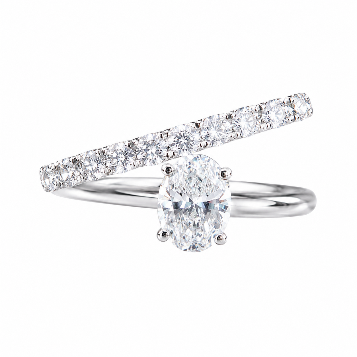 1.15 CT Lab-Grown Diamond Wrap Fashion Ring in 14K White Gold (Dâ€“F / VS1â€“VS2) from Diamond Studio