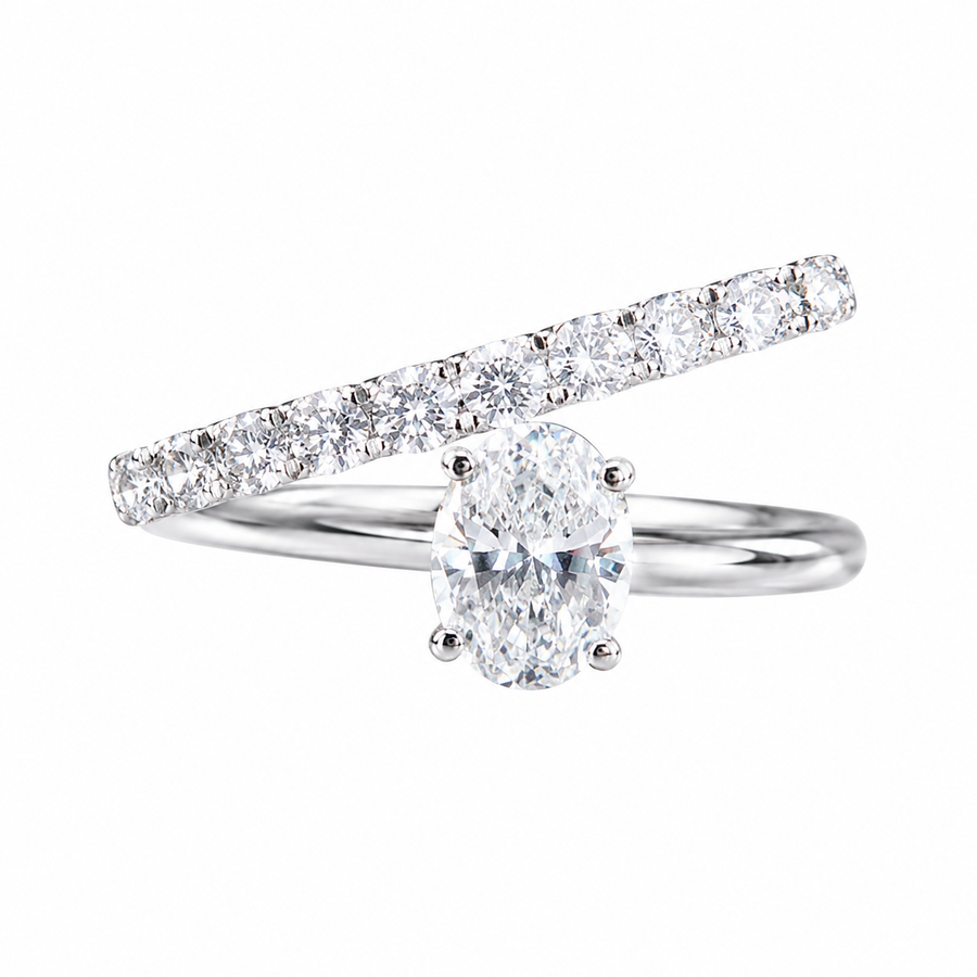 1.15 CT Lab-Grown Diamond Wrap Fashion Ring in 14K White Gold (D–F / VS1–VS2)