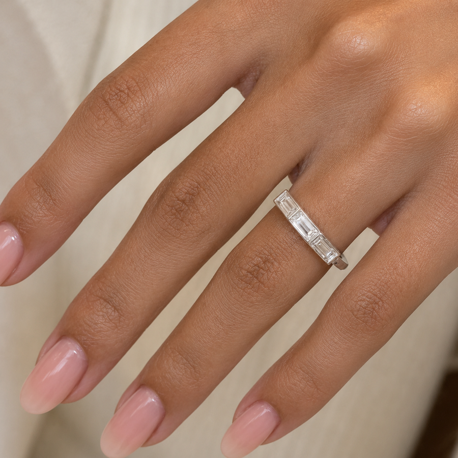 1.00 CT Lab-Grown Diamond Wedding Band Ring in 14K White Gold (D–F / VS1–VS2)