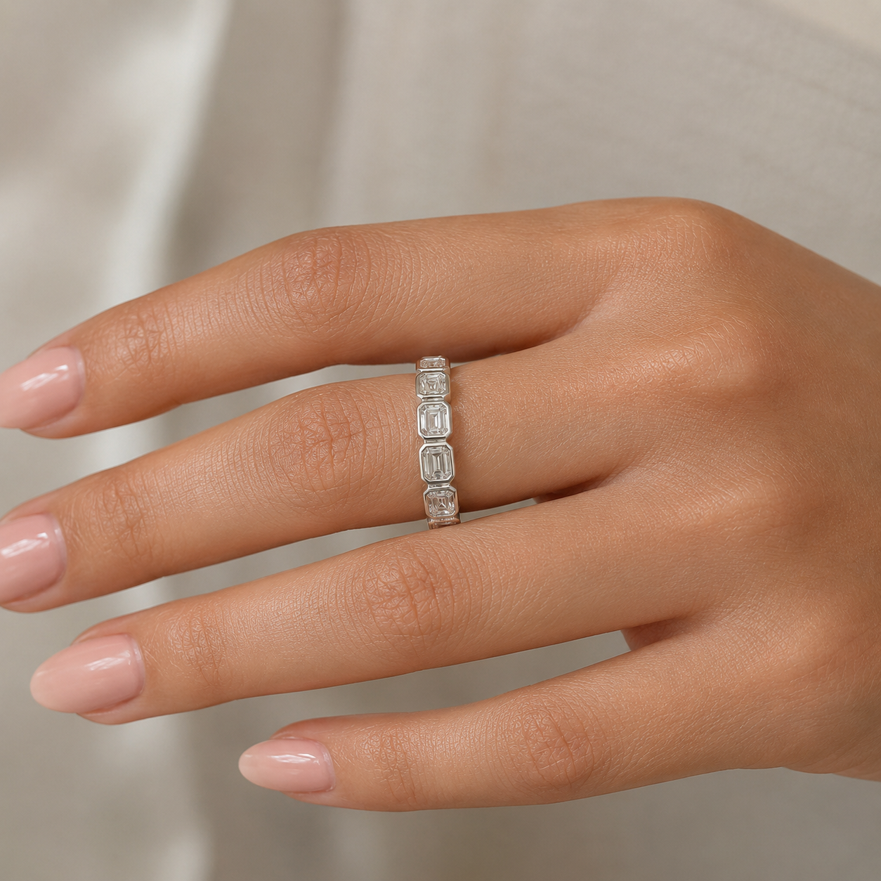 1.05 CT 5-Stone Lab-Grown Diamond Fashion Ring in 14K White Gold (D–F / VS1–VS2)