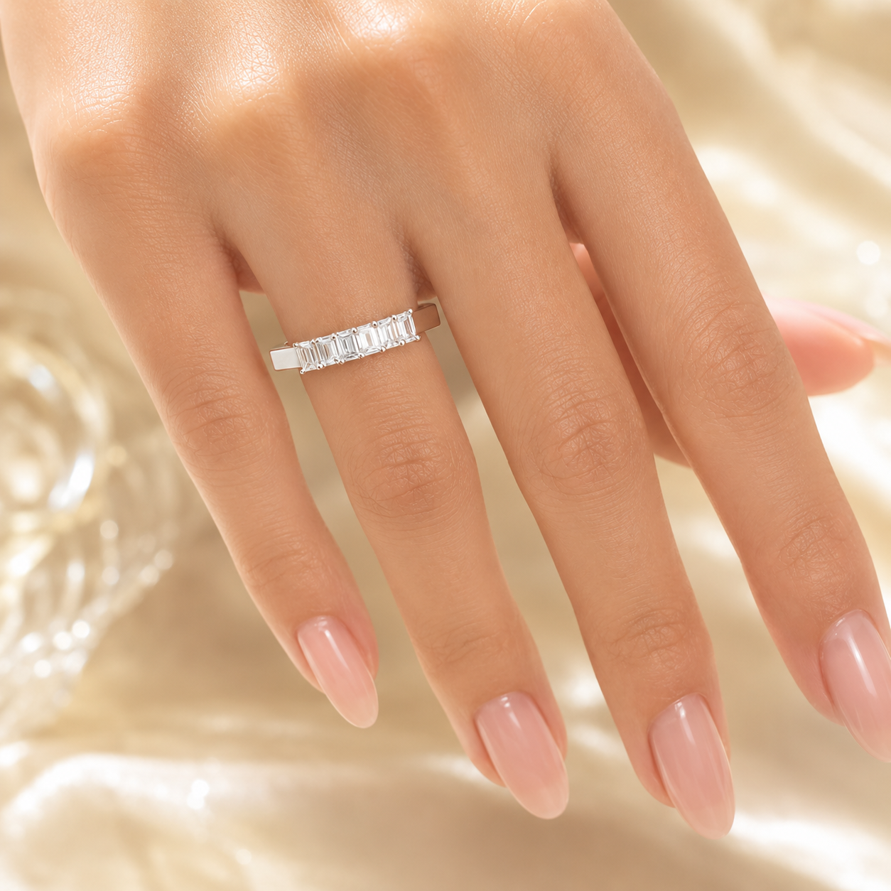 1.65 CT Lab-Grown Diamond Band Fashion Ring in 14K White Gold (D–F / VS1–VS2)
