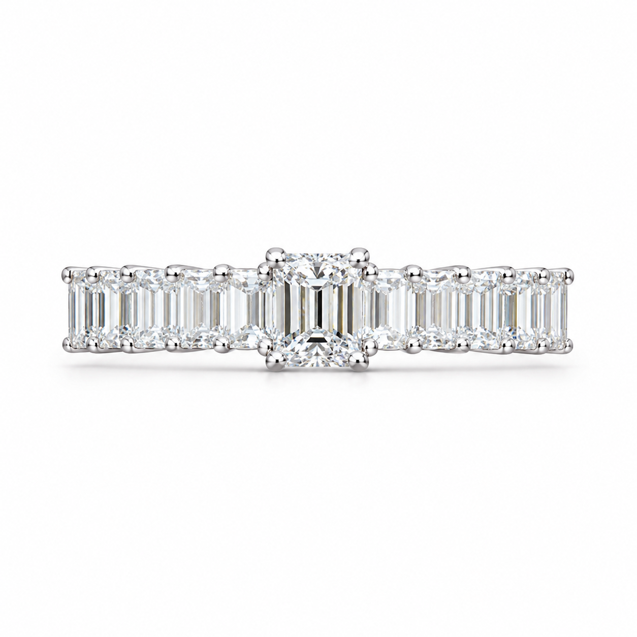 1.55 CT Lab-Grown Diamond Half Eternity Ring in 14K White Gold (Dâ€“F / VS1â€“VS2) from Diamond Studio