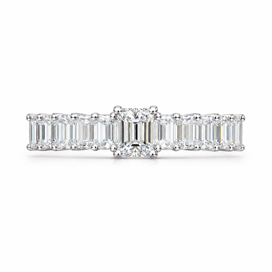 1.55 CT Lab-Grown Diamond Half Eternity Ring in 14K White Gold (D–F / VS1–VS2)