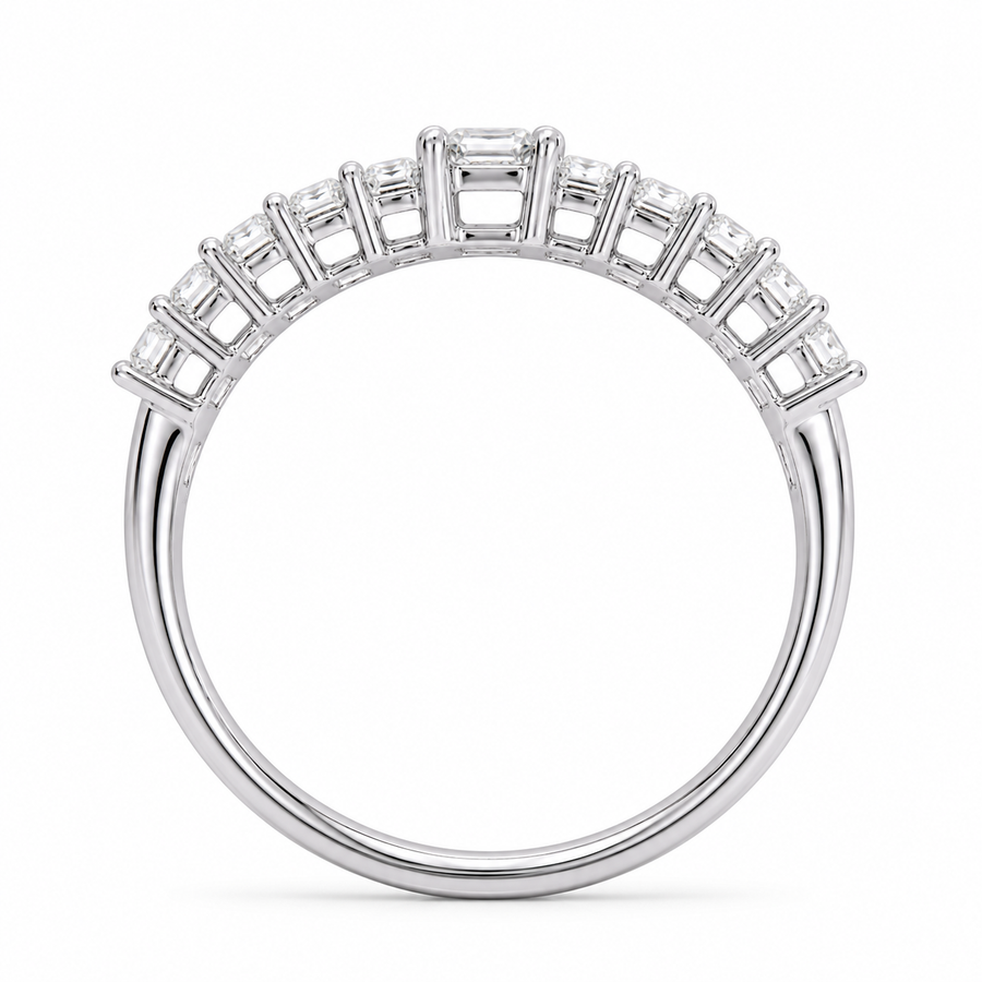 1.55 CT Lab-Grown Diamond Half Eternity Ring in 14K White Gold (D–F / VS1–VS2)