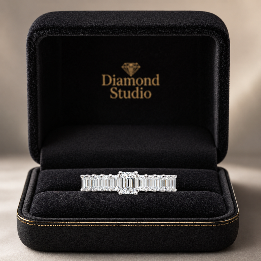 1.55 CT Lab-Grown Diamond Half Eternity Ring in 14K White Gold (D–F / VS1–VS2)