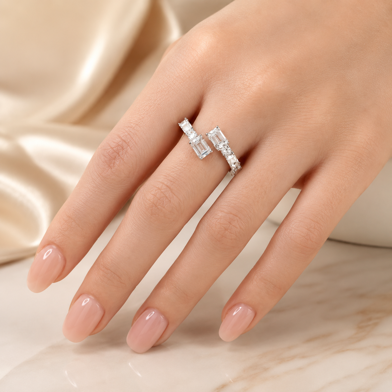 3.00 CT Lab-Grown Diamond Wrap Fashion Ring in 14K White Gold (D–F / VS1–VS2)