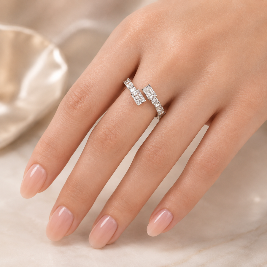 3.00 CT Lab-Grown Diamond Wrap Fashion Ring in 14K White Gold (D–F / VS1–VS2)