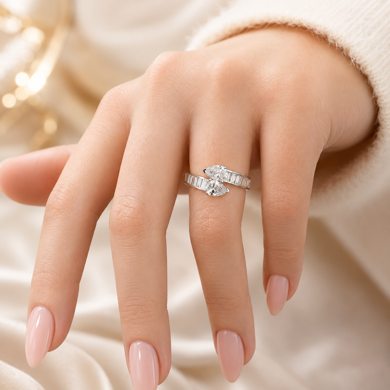 1.75 CT Lab-Grown Diamond Wrap Fashion Ring in 14K White Gold (D–F / VS1–VS2)