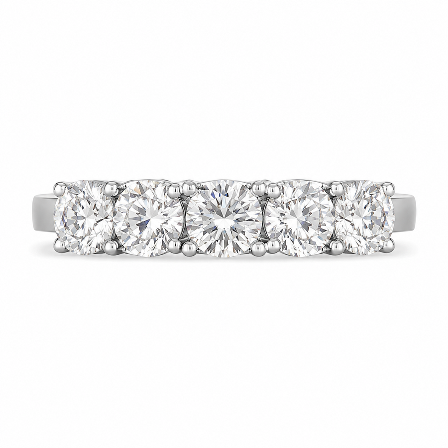 1.00 CT 5-Stone Lab-Grown Diamond Fashion Ring in 14K White Gold (D–F / VS1–VS2)