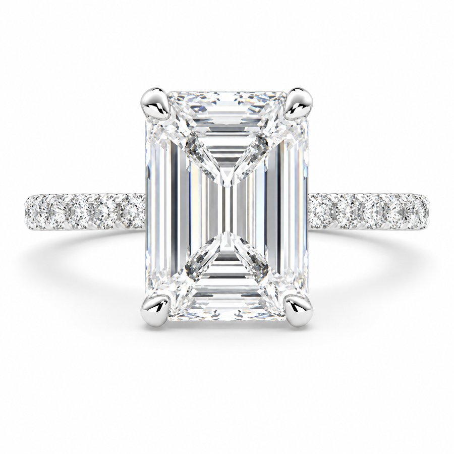 5 CT Ginevra Emerald Cut Lab-Grown Diamond Tapered Engagement Ring
