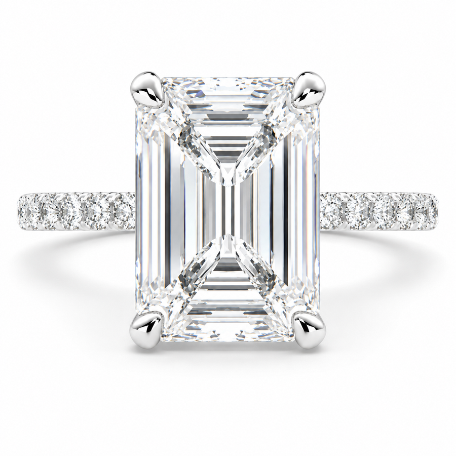 6 CT Ginevra Emerald Cut Lab-Grown Diamond Tapered Engagement Ring