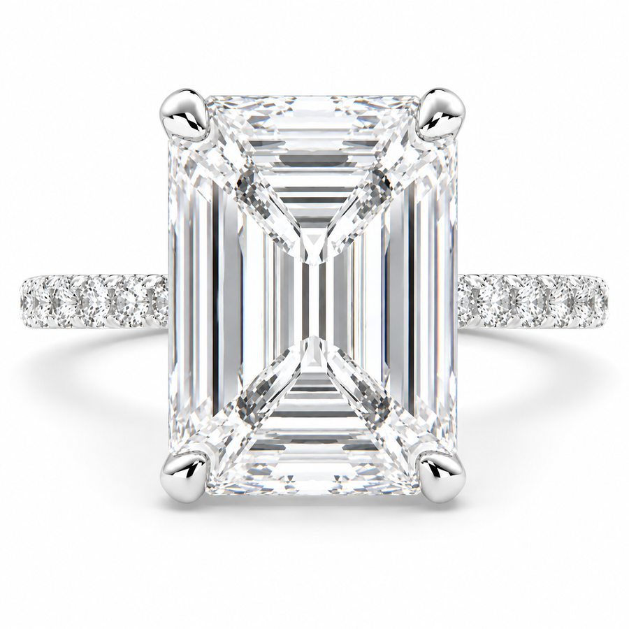 7 CT Ginevra Emerald Cut Lab-Grown Diamond Tapered Engagement Ring