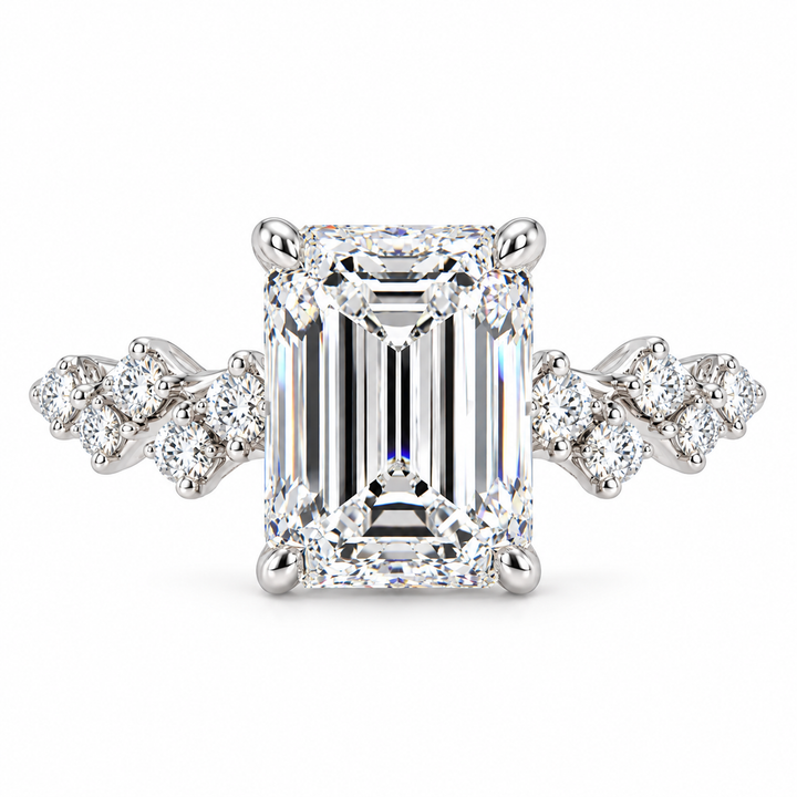 4 CT Emerald Cut Lab-Grown Diamond Engagement Ring, D–F Color, VS1–VS2 Clarity, IGI Certified, 14K White Gold