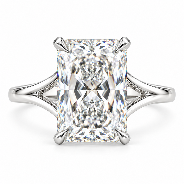 4 CT Radiant Cut Lab-Grown Diamond Solitaire Split Shank Engagement Ring – Elegant Luxury Bridal Design
