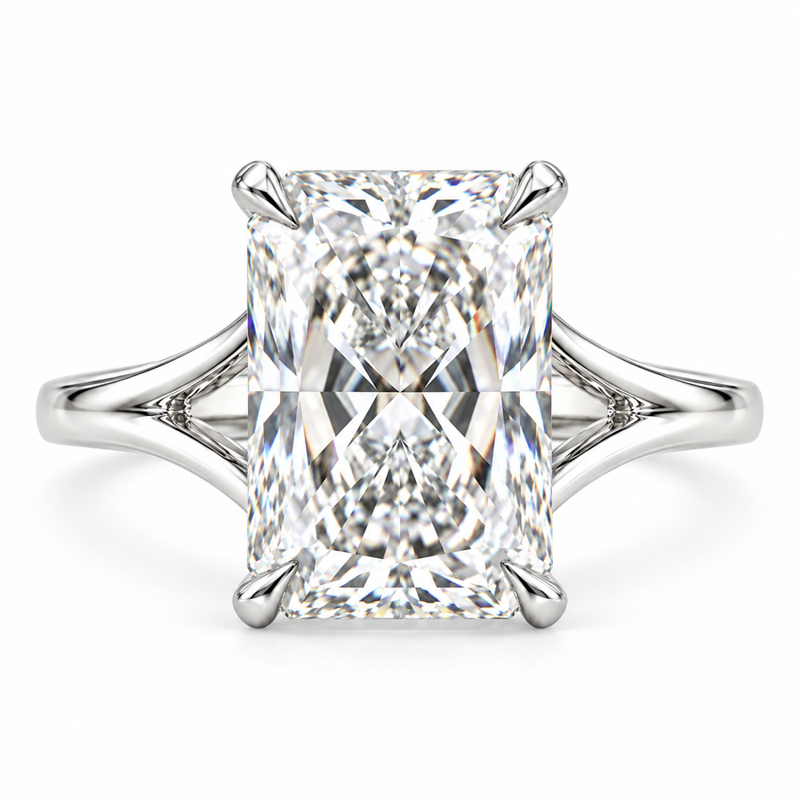 4 CT Radiant Cut Lab-Grown Diamond Solitaire Split Shank Engagement Ring – Elegant Luxury Bridal Design