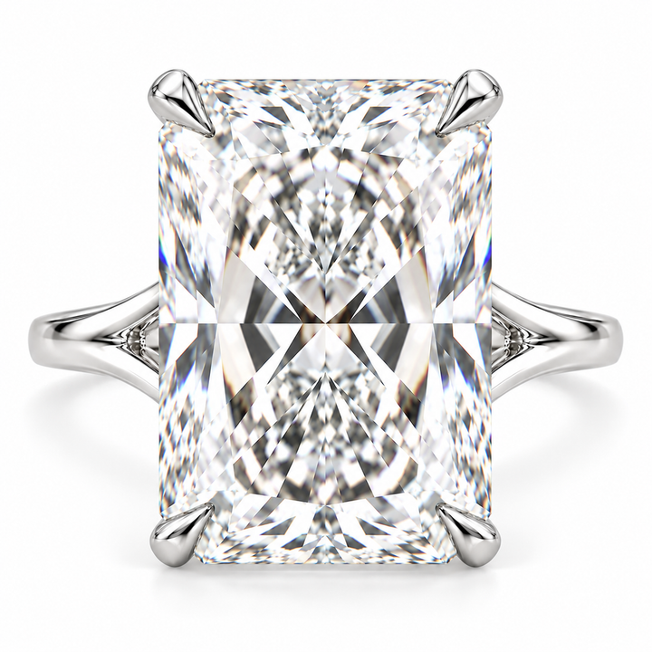 7 CT Radiant Cut Lab-Grown Diamond Solitaire Split Shank Engagement Ring – Elegant Luxury Bridal Design
