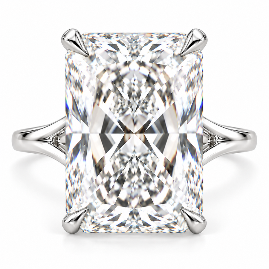 7 CT Radiant Cut Lab-Grown Diamond Solitaire Split Shank Engagement Ring – Elegant Luxury Bridal Design