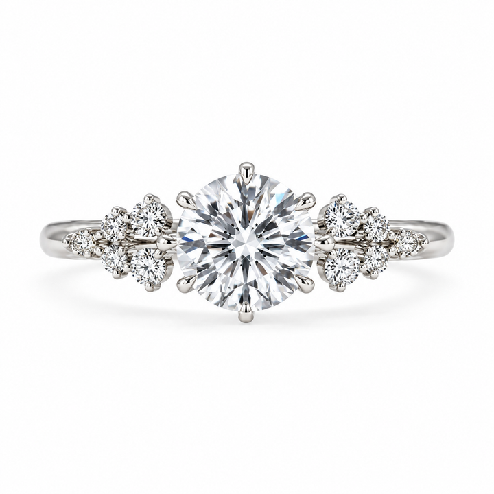 4 Carat Round Cut Lab-Grown Diamond Three-Stone Engagement Ring in 14K White Gold