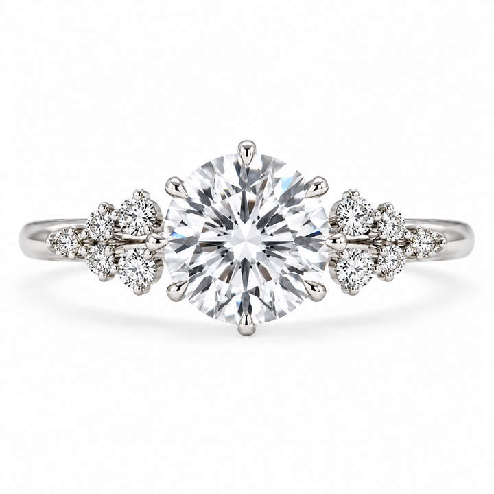 5 Carat Round Cut Lab-Grown Diamond Three-Stone Engagement Ring in 14K White Gold