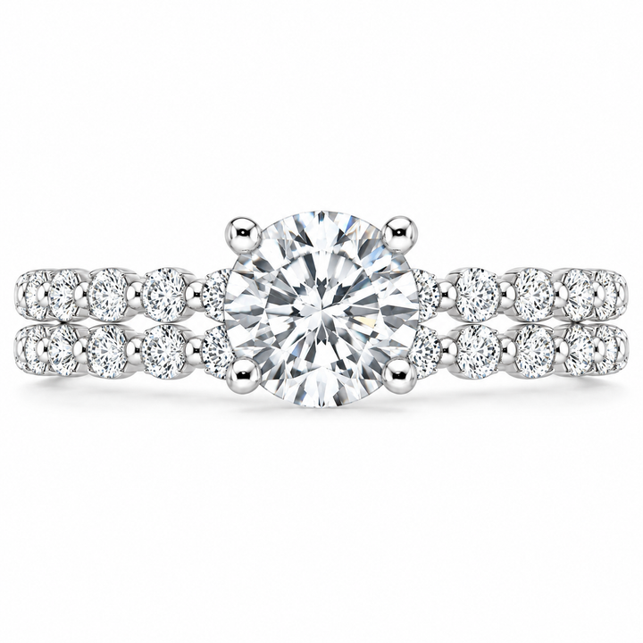 Marseille 4 Carat Round Lab-Grown Diamond 2-Piece Bridal Set in 14K White Gold