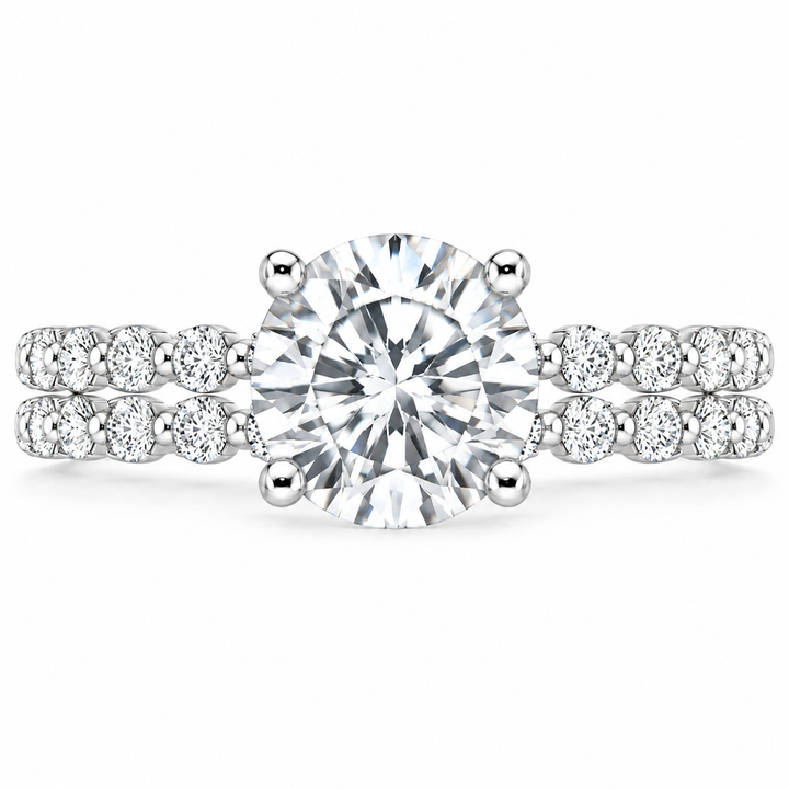 Marseille 5 Carat Round Lab-Grown Diamond 2-Piece Bridal Set in 14K White Gold